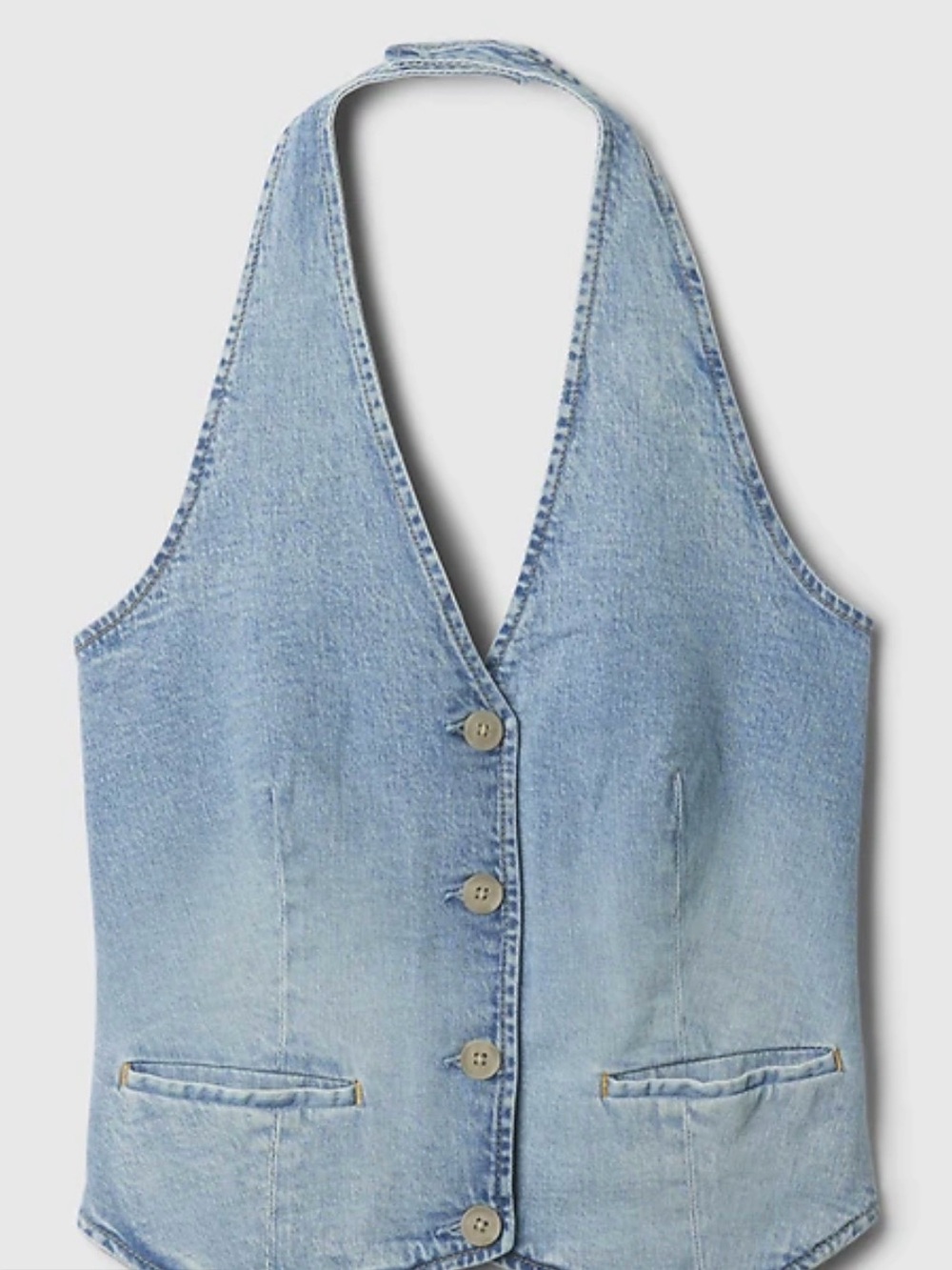 GAP Light Wash Denim Halter Vest